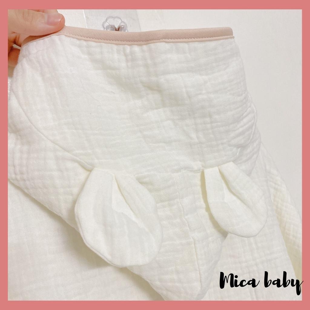 Áo choàng thu đông chất liệu xô muslin đính gấu dễ thương cho bé QA34 Mica Baby