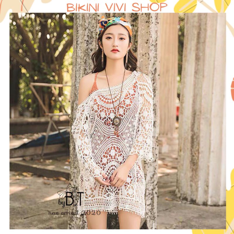 Áo Choàng Đi Biển, Khoác Ren Chipu Quảng Châu Mặc Ngoài Bikini Vivi Shop [Kèm Ảnh Thật]