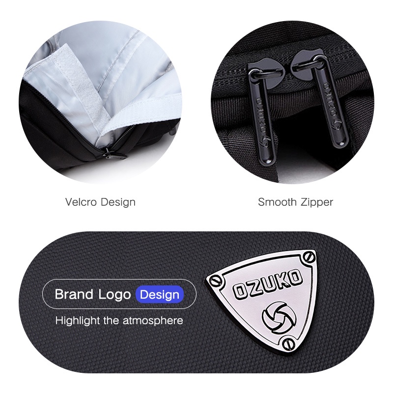 Balo OZUKO cứng chống thấm nước kiểu dáng thời trang dành cho thanh thiếu niên