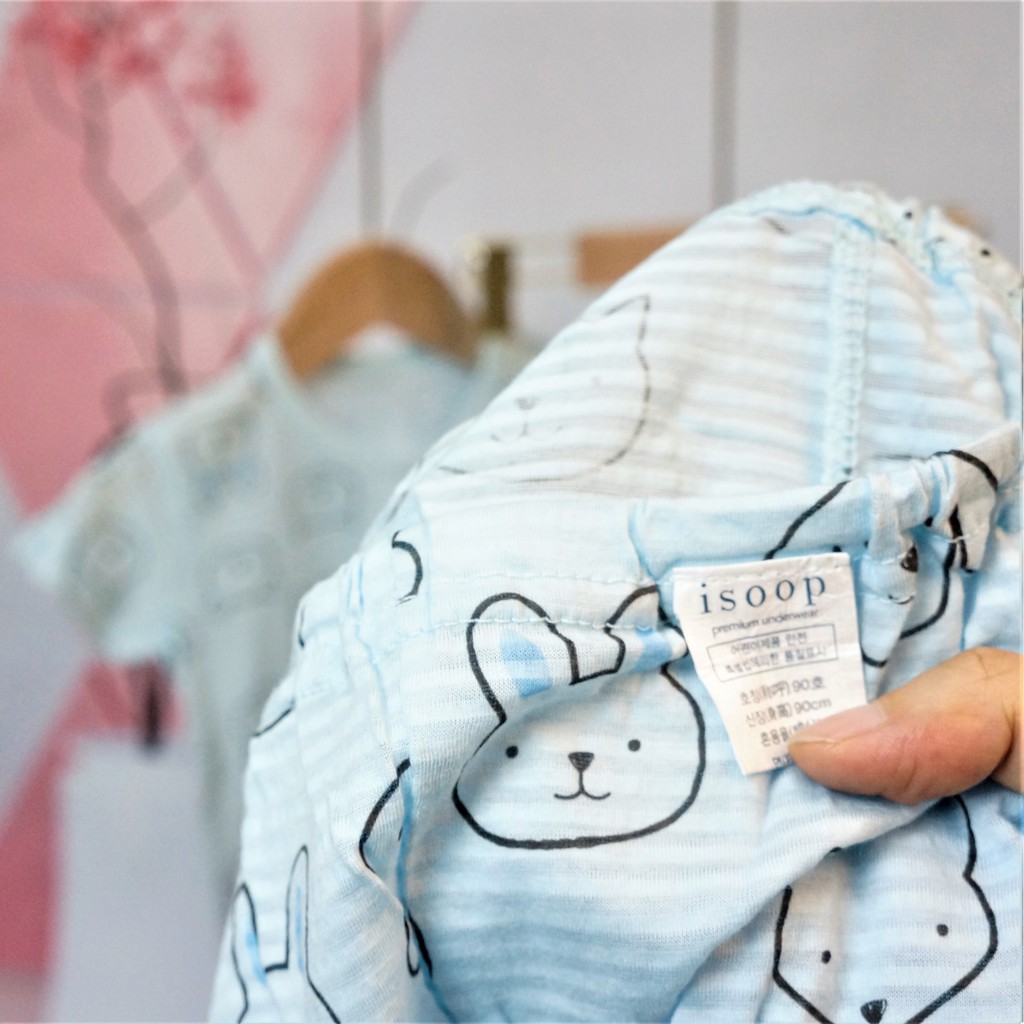 Đồ bộ bé trai bé gái mặc nhà đẹp cotton mát lạnh Thỏ gấu Isoop Hàn Quốc THO1621