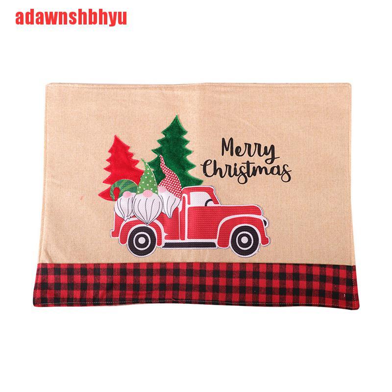 [adawnshbhyu]Christmas Home Kitchen Plaid Print Cotton Linen Placemat Dining Coffee Table Mat