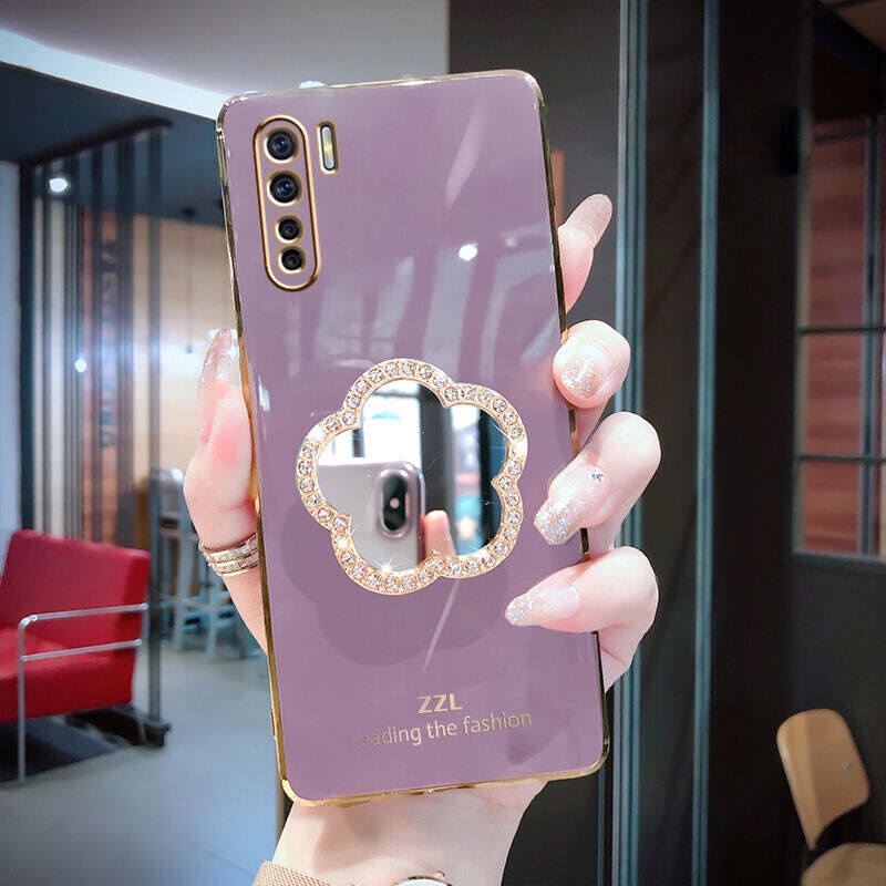 Ốp Điện Thoại Mềm Tráng Gương Đính Đá Lấp Lánh Sang Trọng Dành Cho OPPO A91 Reno 3 4G