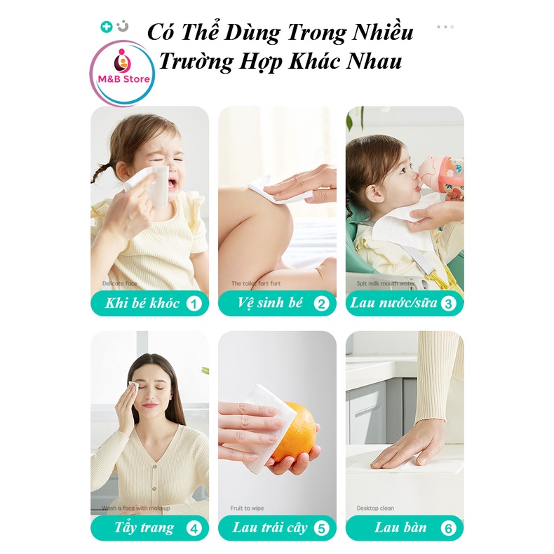 Khăn Giấy Cotton Cao Cấp Dùng Nhiều Lần, Dày, Mềm Mại, Bịch 100 Tờ - KUB