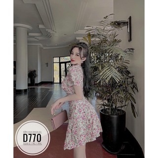 Bigsize Đầm hoa nhún eo D770