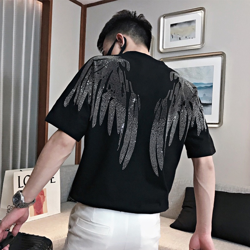 Áo Thun Nam Tay Ngắn Đính Đá Phong Cách Mới Lạ Thời Trang Mùa Hè