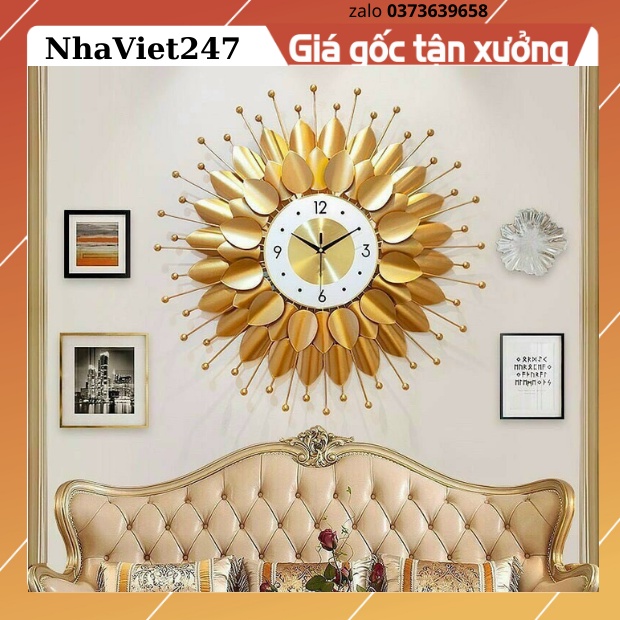 Đồng Hồ Treo Tường Trang Trí Mặt Trời vàng -Mã 508-Kt 70cm-đồng hồ tranh decor tường đẹp,giá rẻ-quà tặng ý ngĩa-bh 5 năm