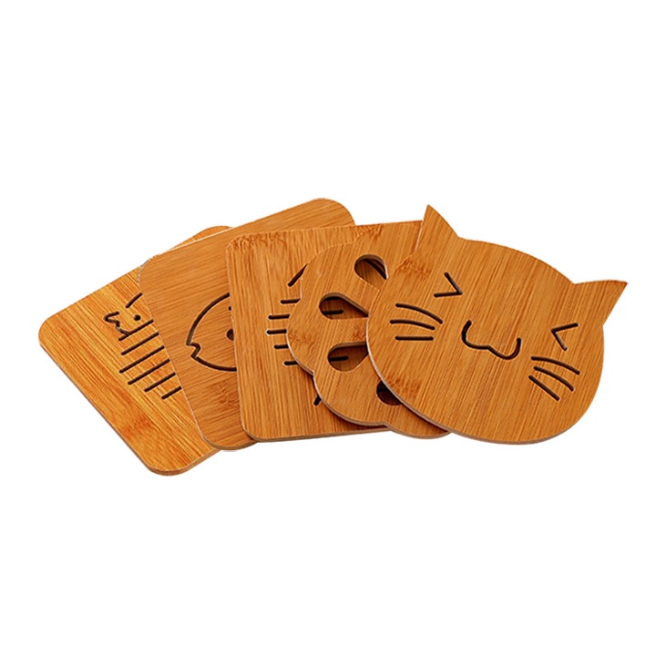 Hàng loại 1 - Miếng Lót cốc Gỗ SIZE 10CM - Miếng Lót cốc Cách Nhiệt bằng gỗ cao cấp - nhiều hình Kho sỉ mb