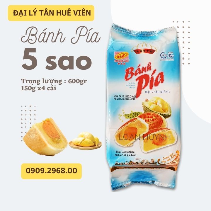 Bánh Pía Đậu Xanh Sầu Riêng Trứng Tân Huê Viên 600gr