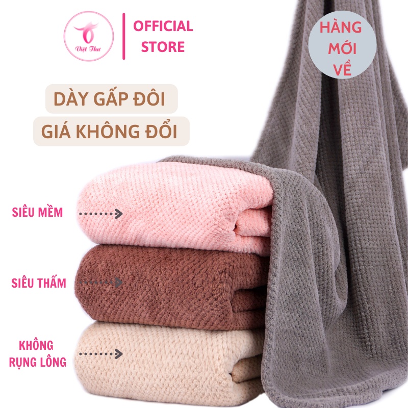 Khăn tắm lớn, khăn tắm sợi microfiber, lông mềm mịn, thấm hút nước nhanh 70x140 cm, nhiều màu - Việt thư