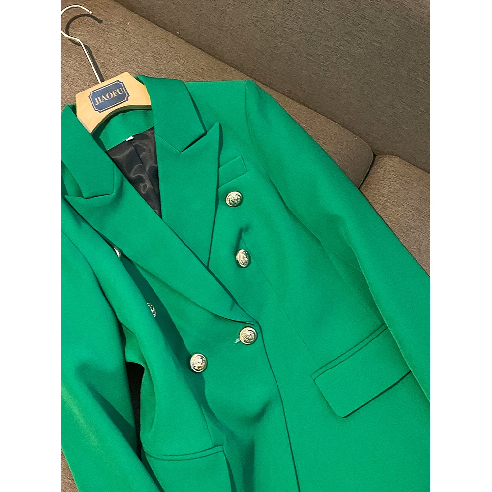Áo blazer nữ dài tay 6 khuy xanh QUYNH DESIGN, thiết kế thanh lịch, trẻ trung | BigBuy360 - bigbuy360.vn