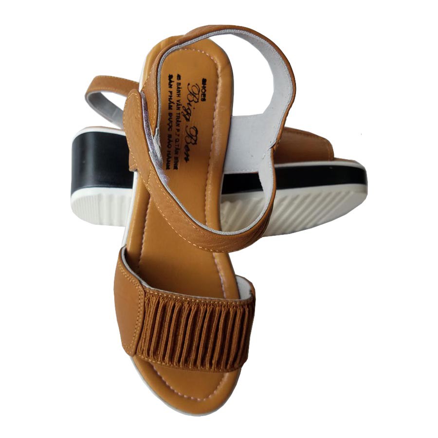 Giày Sandal Đế Xuồng Nữ BIGBEN Da Bò Thật GĐX19