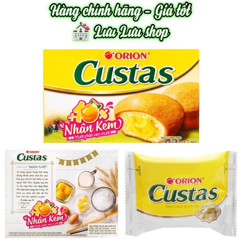 Bánh Custas kem trứng orion hộp 2 bánh