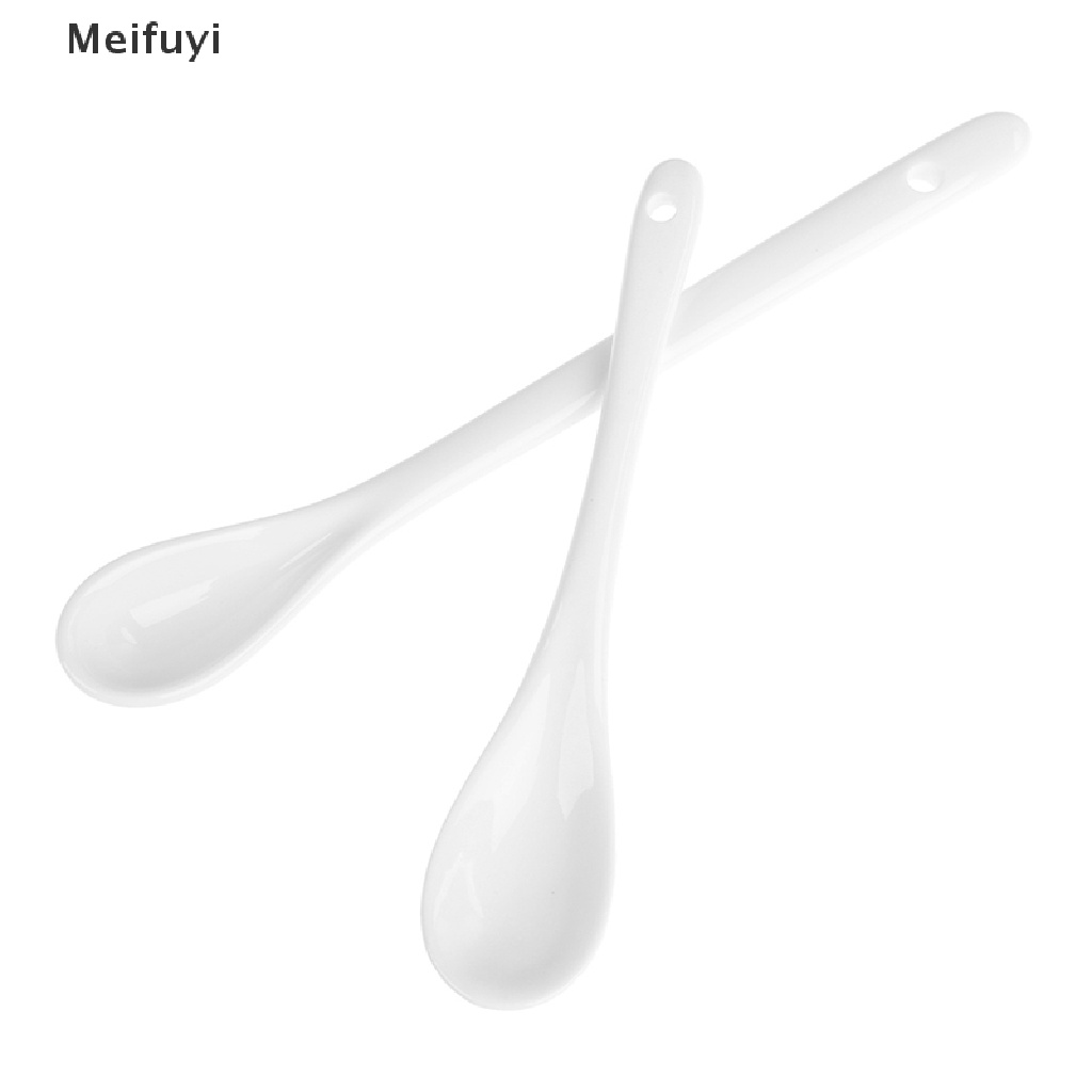 Muỗng Cà Phê / Trà / Món Tráng Miệng Bằng Sứ Tay Cầm Dài Màu Trắng