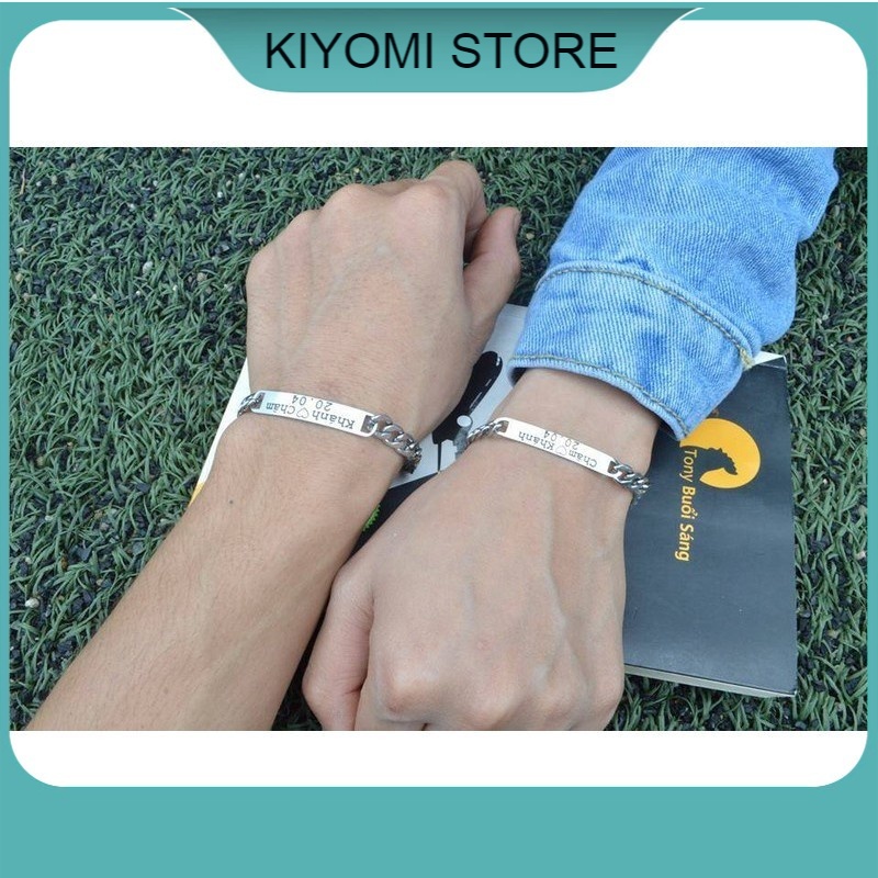 Lắc Tay Khắc Tên Theo Yêu Cầu Thép Không Rỉ Bảo Hành Trọn Đời KIYOMI STORE