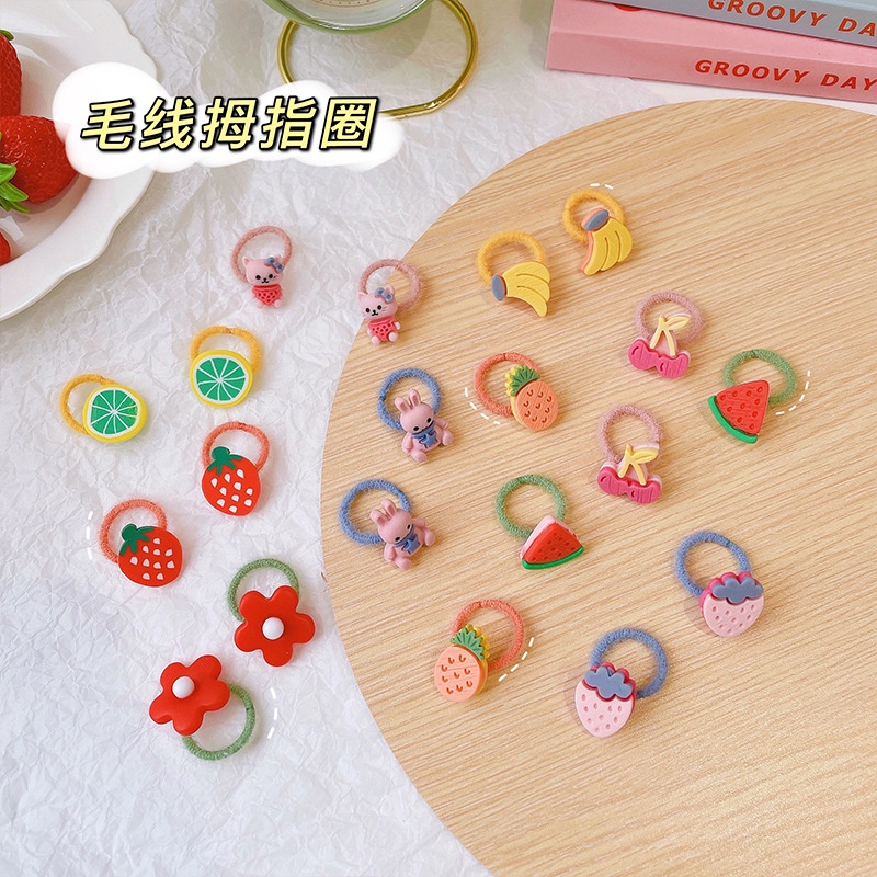 SET 10 CỘT TÓC HOẠT HÌNH TRÁI CÂY DỄ THƯƠNG CHO BÉ