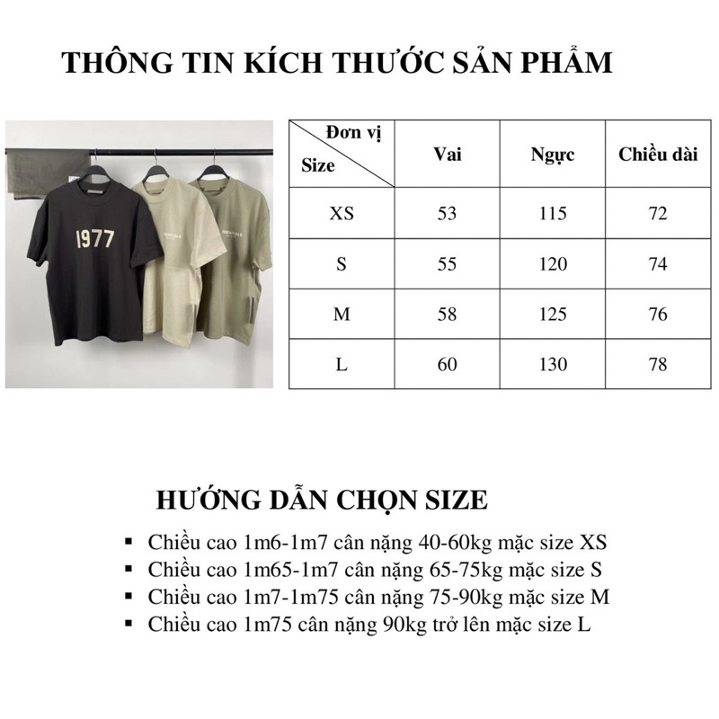 Áo thun Fear Of God FOG Essentials SS22 1977 bản cao cấp, Áo tee FOG 1977 Essentials chất liệu cotton