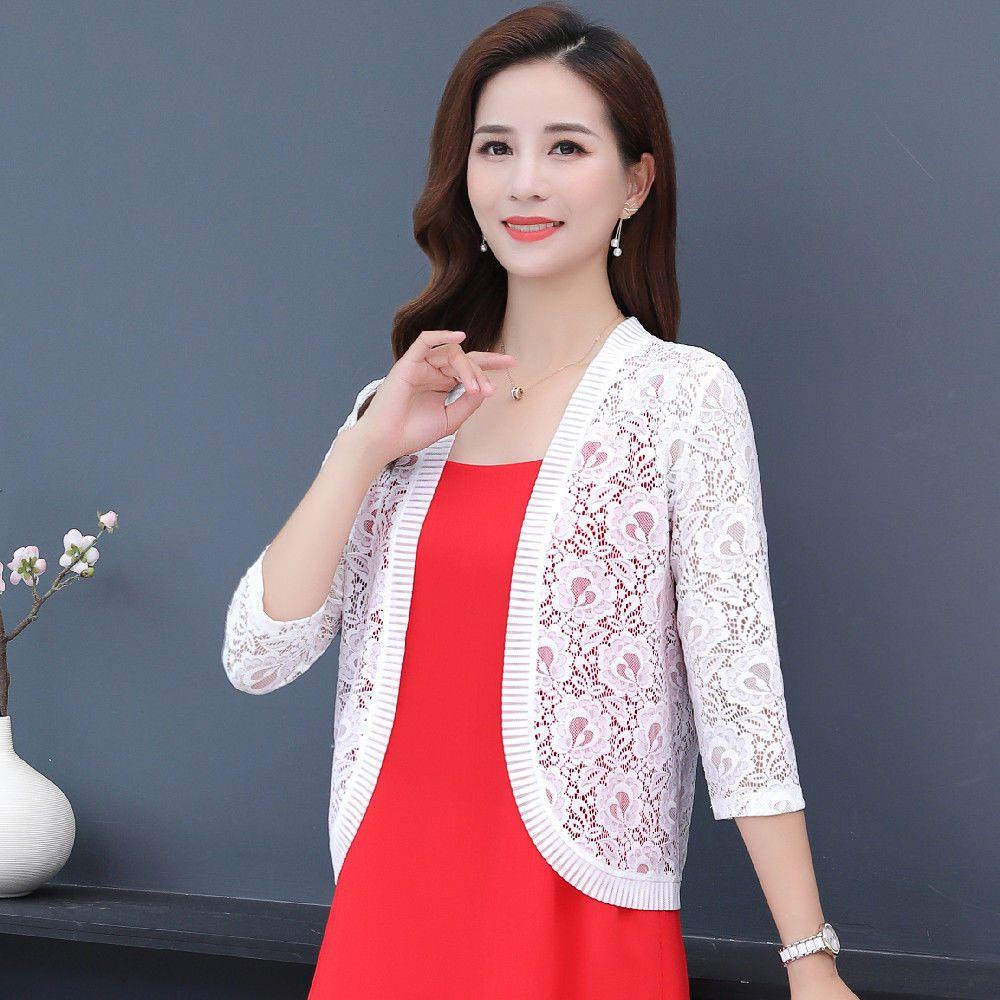 Áo Khoác Ren Mỏng Dáng Ngắn Tay Lửng Size Lớn Thời Trang Nữ