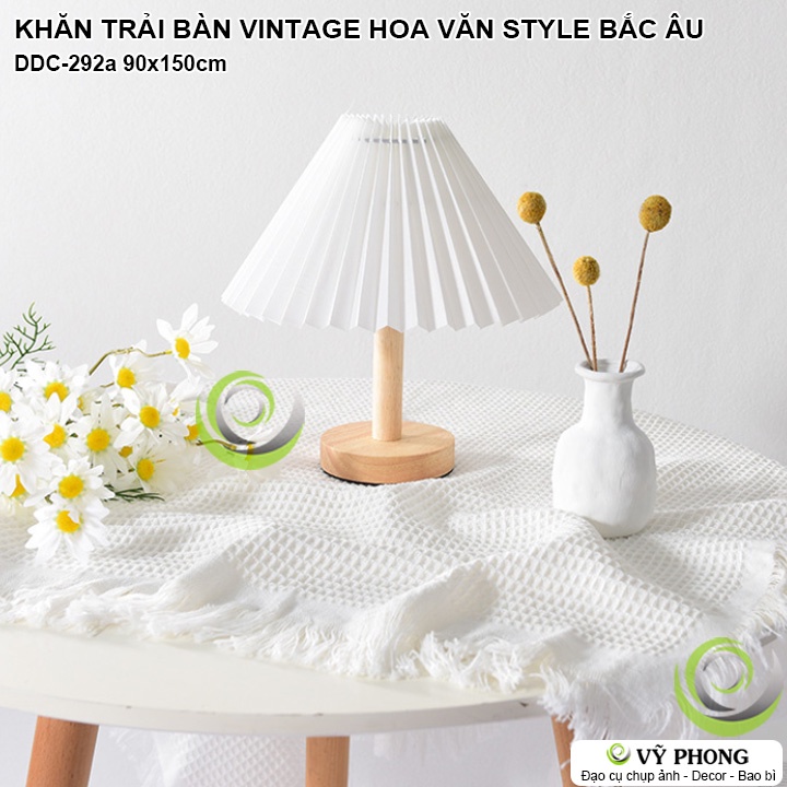 KHĂN TRẢI BÀN VINTAGE HỌA TIẾT BẮC ÂU IN NỔI HOA VĂN 3D TRANG TRÍ NHÀ BẾP ĐẠO CỤ DECOR CHỤP ẢNH SẢN PHẨM DDC-292