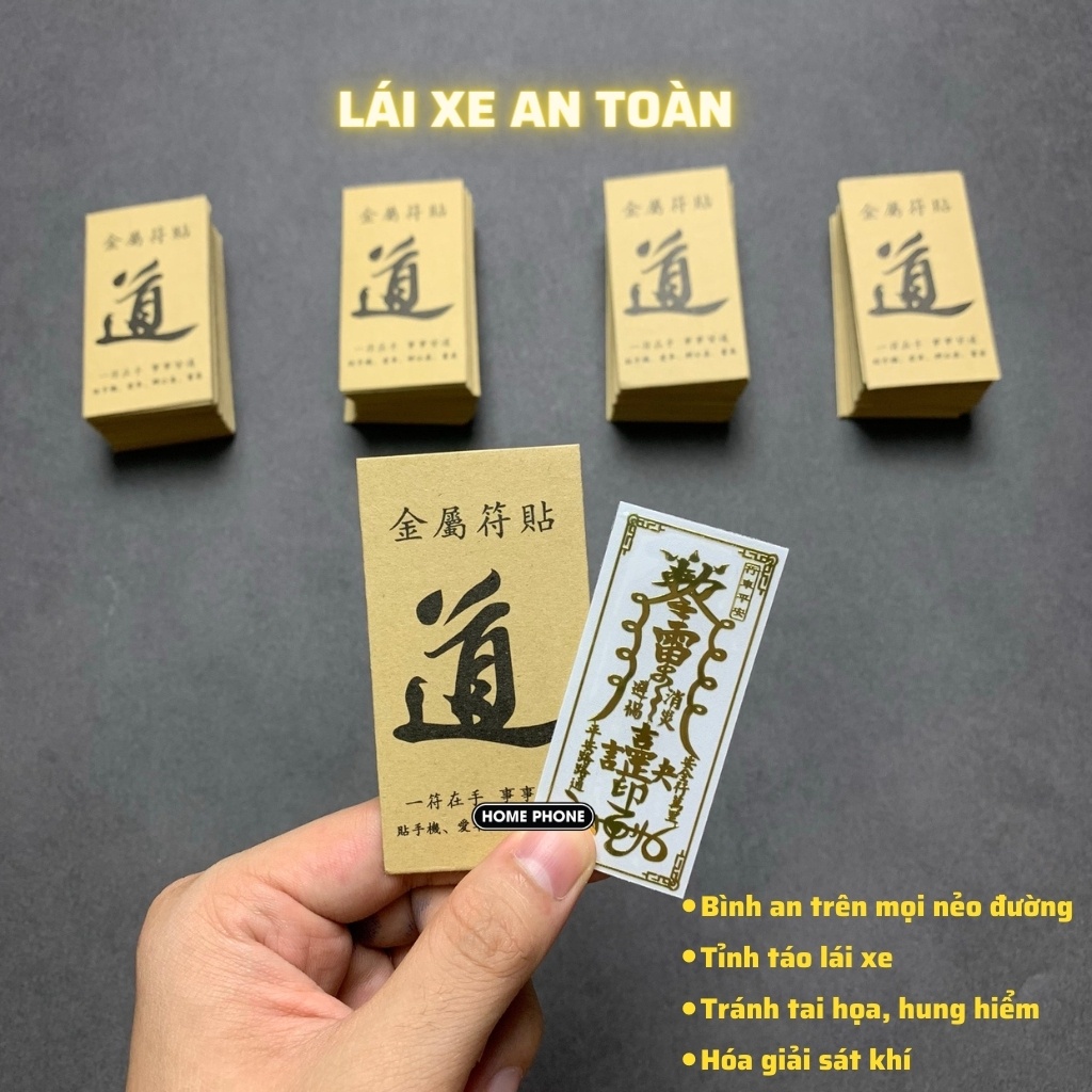 Miếng dán điện thoại tài lộc may mắn thần tài phong thủy linh phù mạ vàng