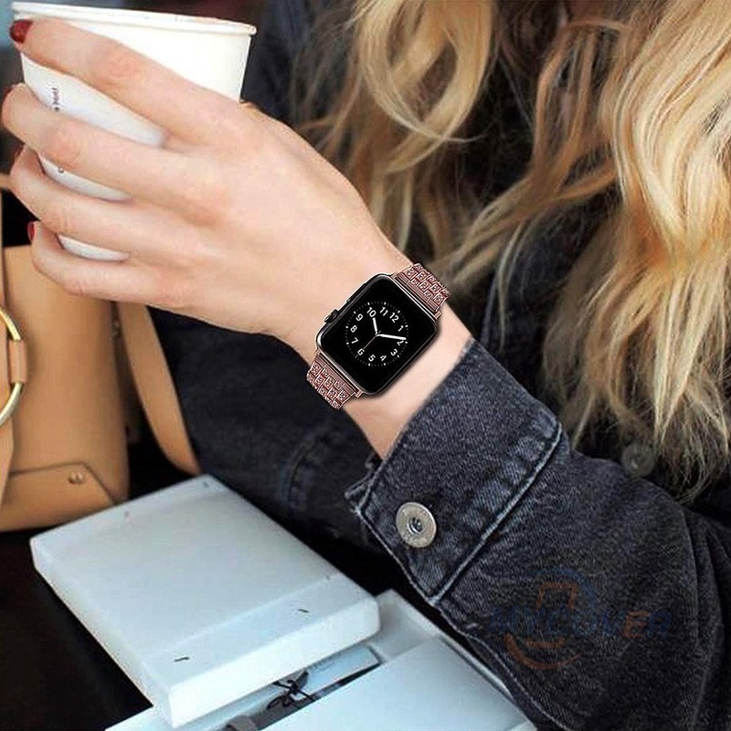Dây đeo thép không gỉ đính đá thích hợp cho Iwatch Se 6 5 4 3 2 1 38mm 40mm 42mm 44mm