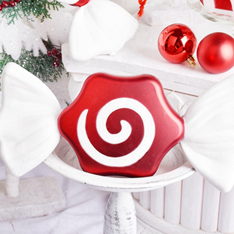 2 Pcs Christmas Decorations Scene Layout Gift Ornaments Pendant Candy 30CM Red and White Color Candy Stage Layout-C & B