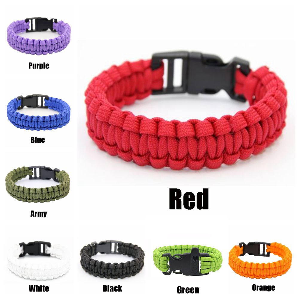 Vòng tay paracord bằng polyester dệt phối khóa nhựa độc đáo khi sinh tồn/cắm trại/khẩn cấp nhiều màu sắc tùy chọn