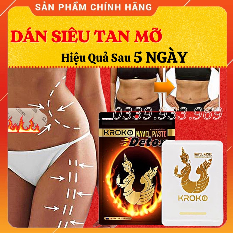 ( HÀNG XỊN ) Miếng Dán Tan Mỡ Bụng Kroko Navel Paste - Dán Tan Mỡ Thái Lan - Giảm Mỡ Bụng, Bắp Tay, Bắp Chân