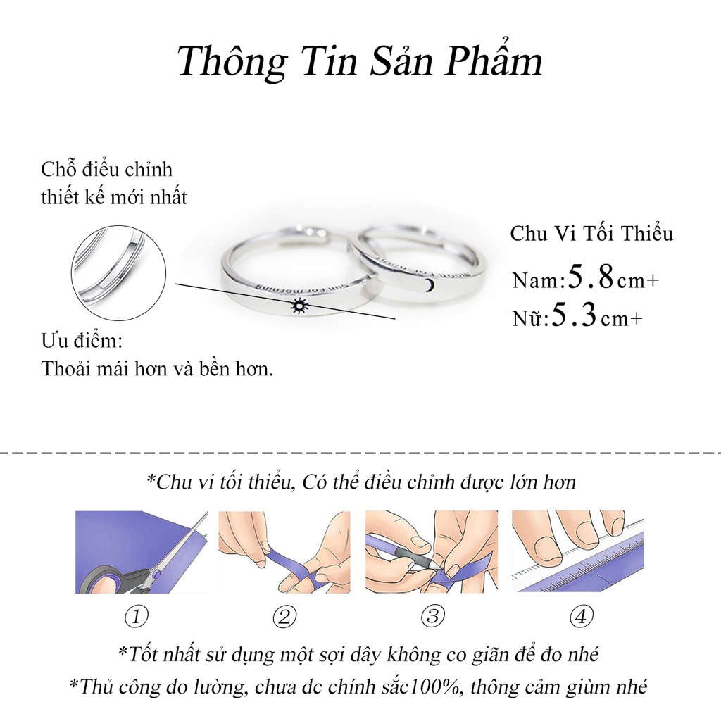 [Mã FAMARAL2 giảm 10K đơn 50K]Nhẫn Đôi Nam nữ Mặt trời Mặt trăng Chắc chữ Đơn giản Cổ điển Đẹp Thiểu số NH-131