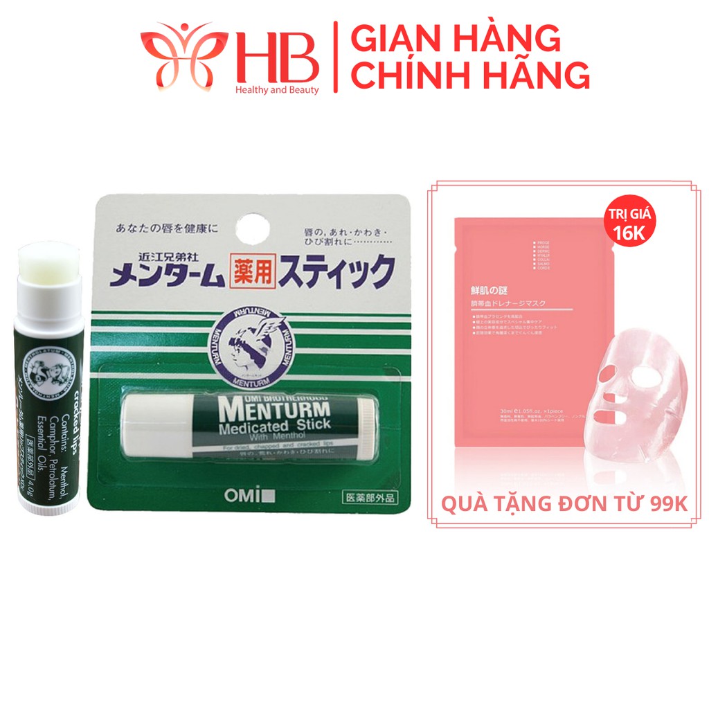 Son dưỡng môi OMI Brotherhood Menturm Medicated Lip Balm Stick (4g) không màu hỗ trợ giảm thâm