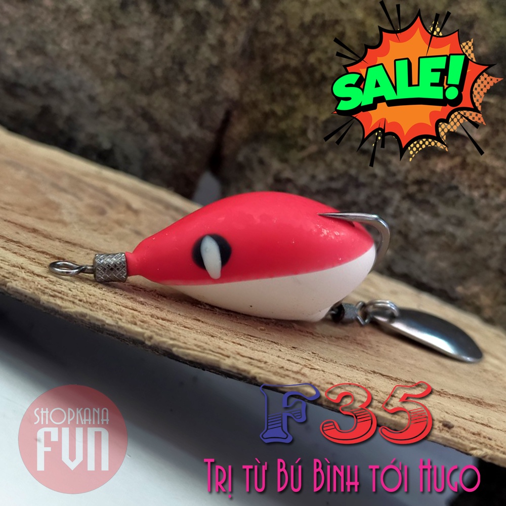 Mồi giả nhái hơi F35 mini, dài 3.5cm, siêu nhạy cá (Trị từ bú bình tới Hugo)