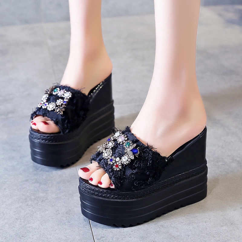 Dép Sandal Đế Xuồng Dày 12CM Hở Mũi Thời Trang Cho Nữ