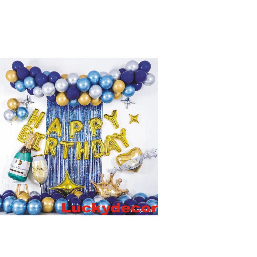 Bộ Bóng Happy Birthday + Tặng Kèm Rèm + Bơm băng keo