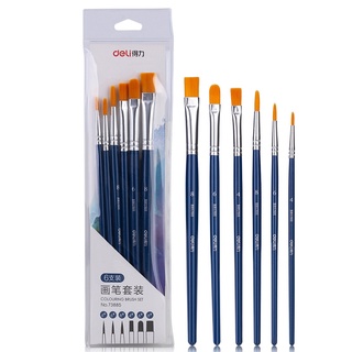 Bộ cọ vẽ chuyên nghiệp Deli - dùng cho màu nước/bột/sơn acrylic - Set 6 cây