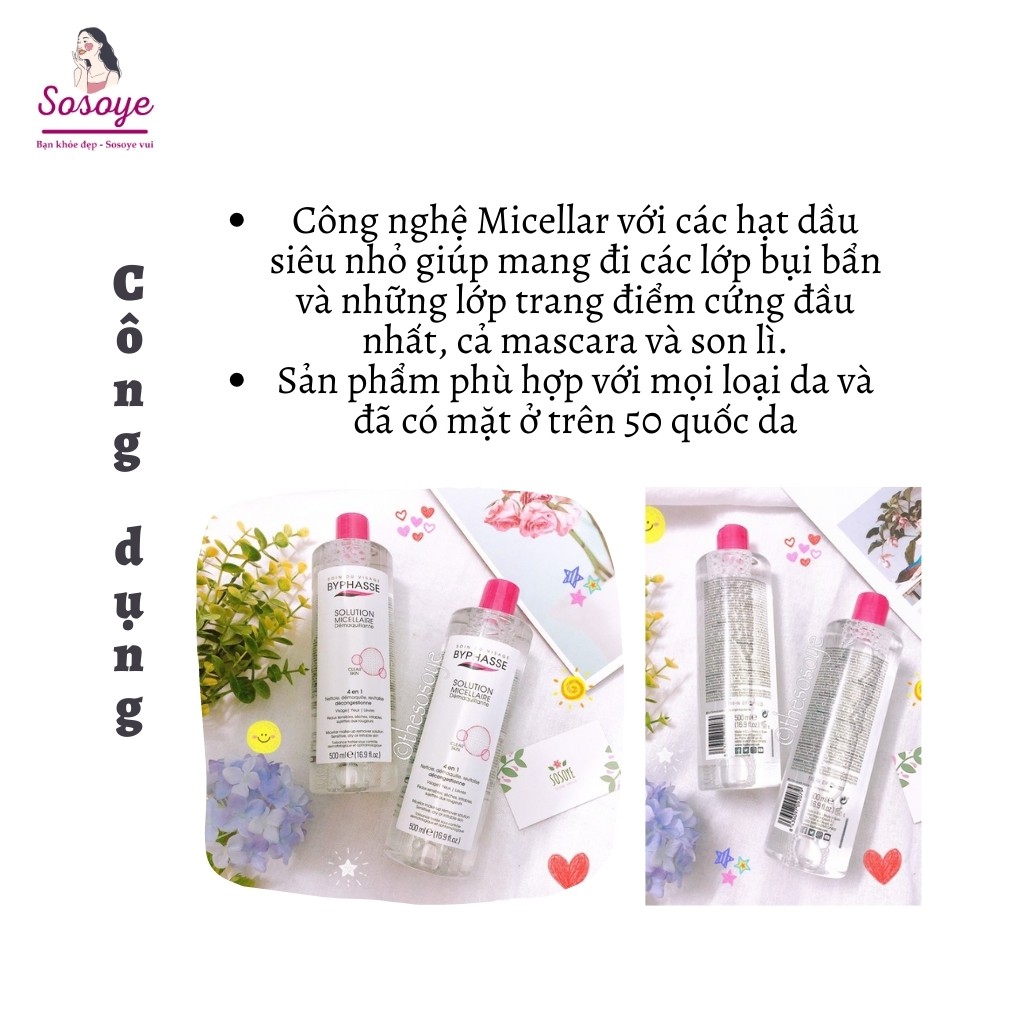 [ Hàng Mới Về] Nước Tẩy Trang Byphasse Solution Micellaire Demaquillante Face 500ml