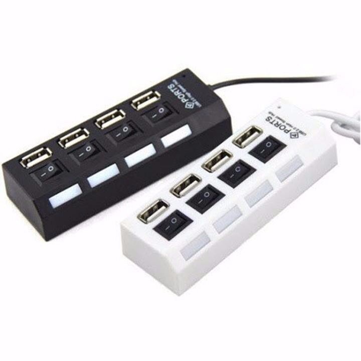 Bộ chia cổng usb hub 4 port hình ổ điện có công tắc led đa năng cho máy tính laptop, pc, điện thoại, máy in, đọc thẻ nhớ