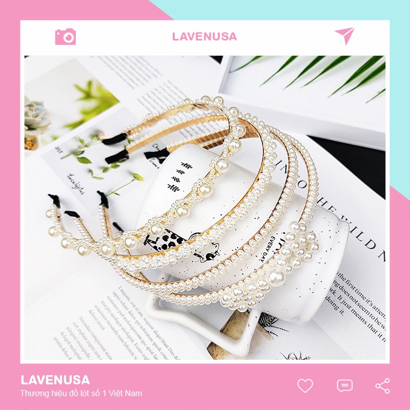 Bờm tóc kim loại đính ngọc trai nhân tạo thời trang thanh lịch LAVENUSA CT19