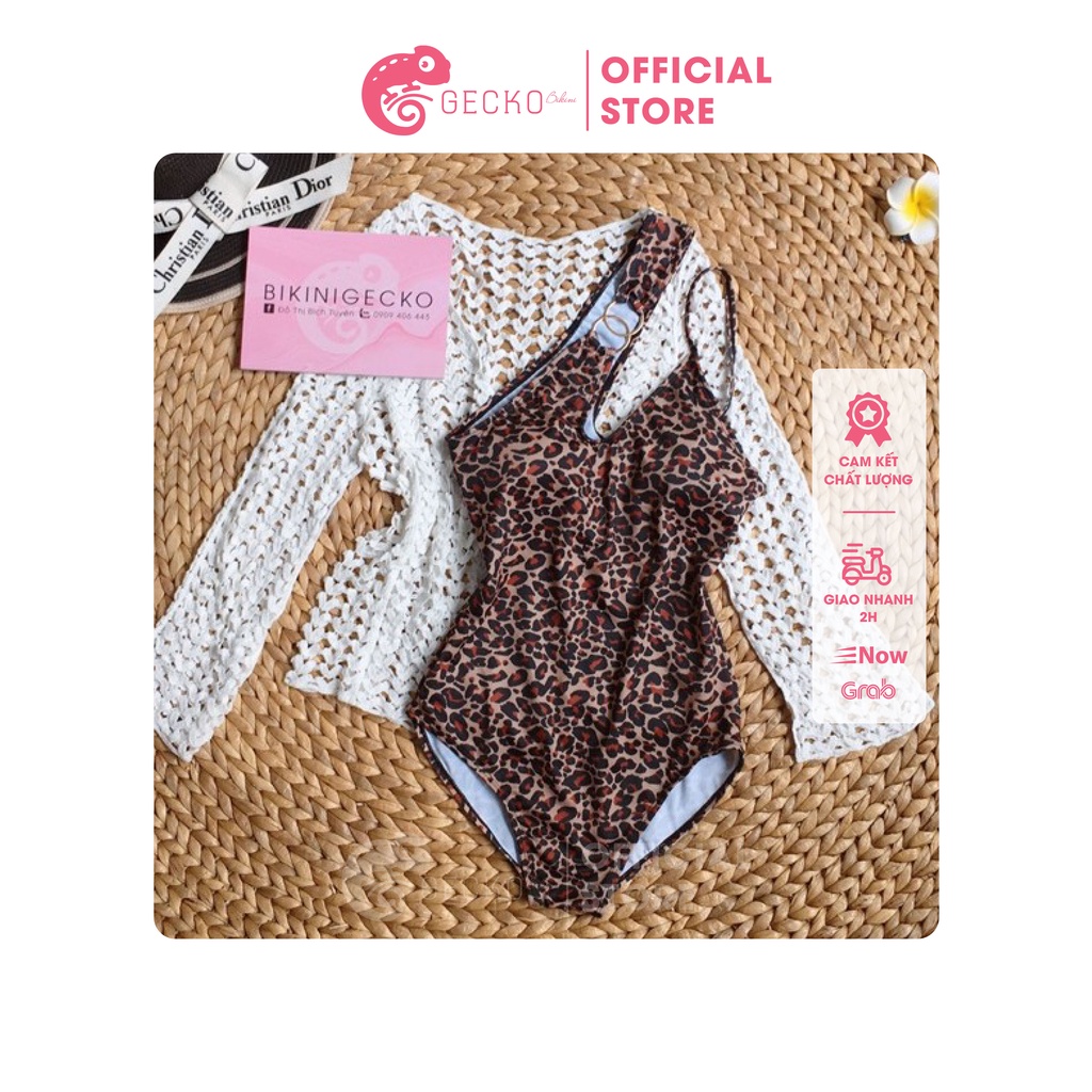 Bikini Đồ Bơi 1 Mảnh Da Beo Hồng và Nâu GK0120 (Ảnh Thật)