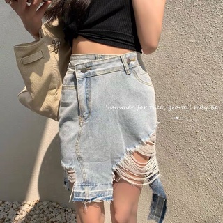 Chân váy jeans rách cá tính có bigsize