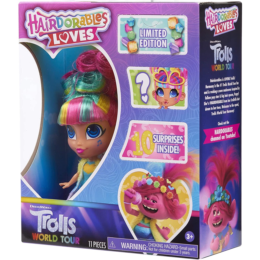 Đồ chơi búp bê Hairdorables Loves Trolls World Tour sản xuất bởi Just Play