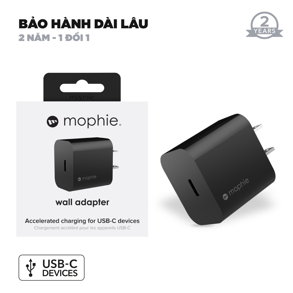 Sạc nhanh Mophie PD 18W/20W và 30w (có công nghệ GaN) USB-C dành cho ip/tablet táo