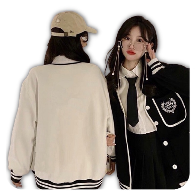 Áo cardigan , áo khoác nỉ nam nữ đen trắng viền CBLU cúc cài phối màu sọc Freeship