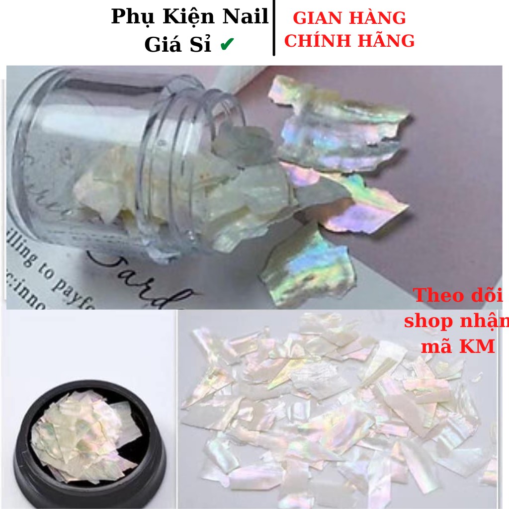 Xà cừ trắng ẩn gel trang trí móng hũ nhỏ