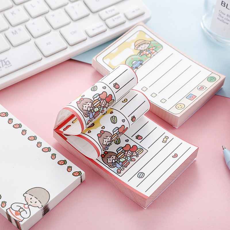 Set 100 Tờ Giấy Ghi Chú Kiểu Hoạt Hình Đáng Yêu