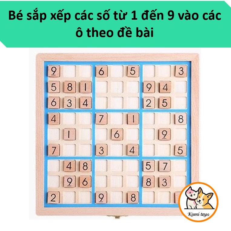 Đồ chơi giáo dục Sudoku bằng gỗ loại đẹp cho bé phát triển toán học Kumi toys