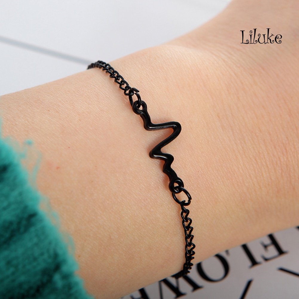 Vòng Tay Hợp Kim Màu Trơn Kiểu Dáng Gợn Sóng Thời Trang Cho Nữ