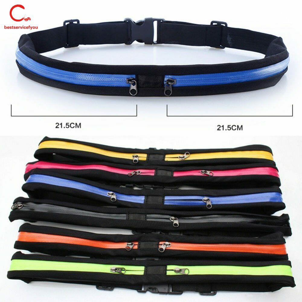 Dual Pocket Running Belt Adjustable Waist Bag for Sports Fitness Mobile Phones