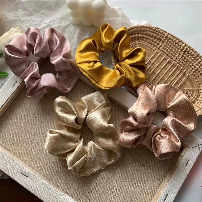 Dây Buộc Tóc Vải Satin Màu Trơn Đơn Giản Thời Trang