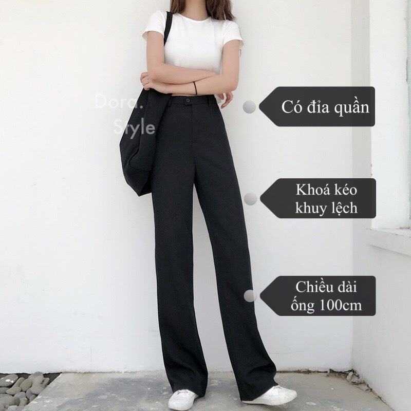 Quần ống rộng 09 lưng cao kiều Hàn Quốc kèm ảnh thật