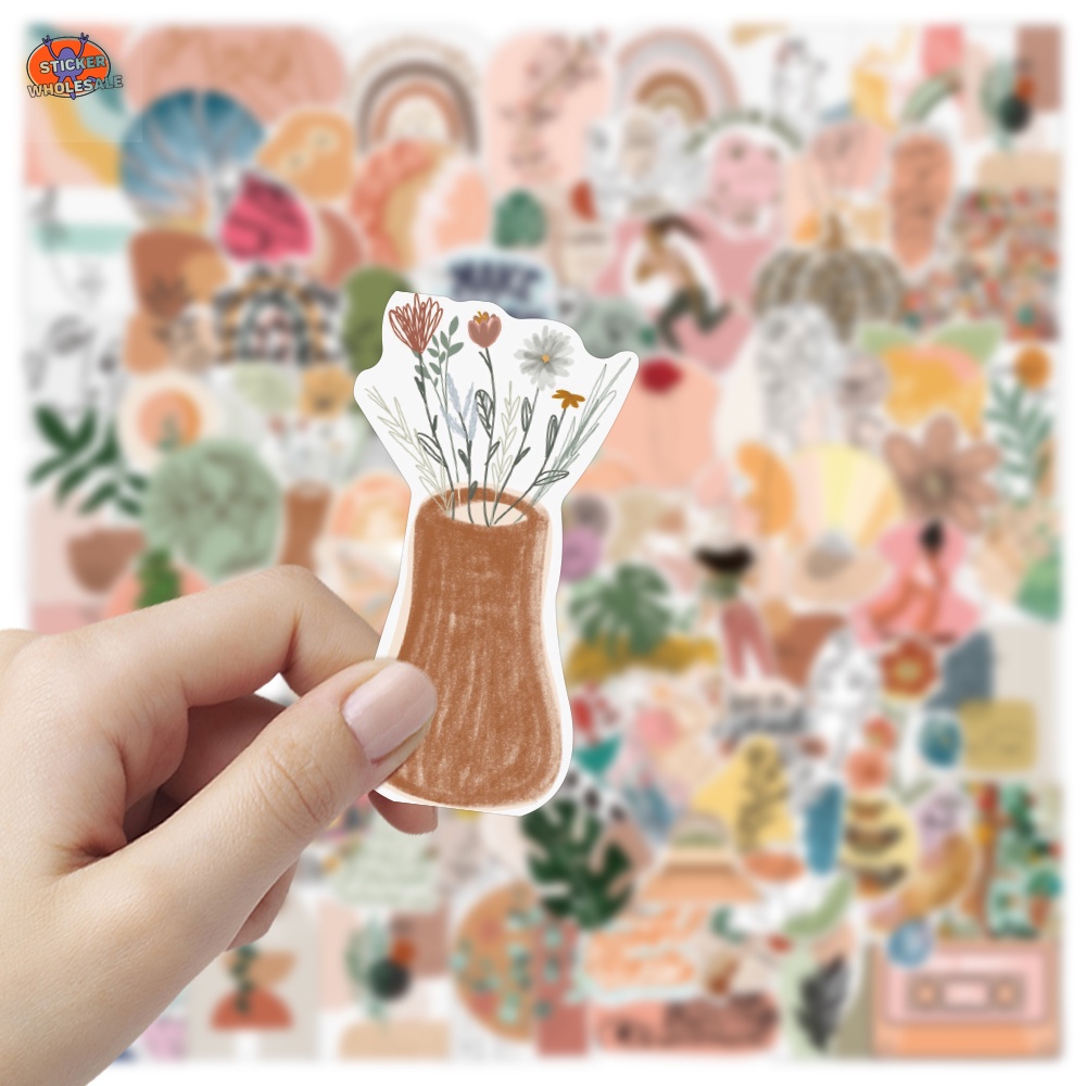 Set 100 Sticker Nghệ Thuật Bằng PVC Chống Thấm Nước Dán Trang Trí Hành Lý/Điện Thoại/ Laptop