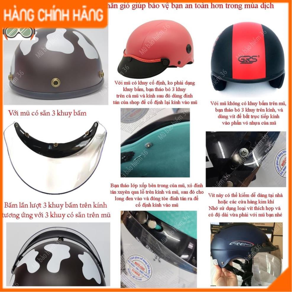 Kính Chắn Gió Mũ Bảo Hiểm SUNDA CA-105 gắn được cho tất cả các mũ ½ và ¾ trên thị trường - nhiều màu